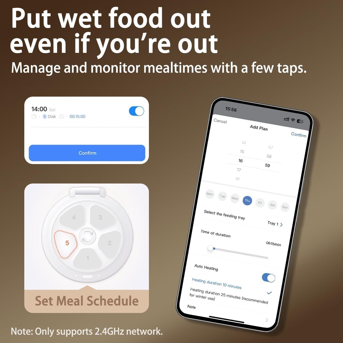 Smart Wet Food Cat Feeder Camera App Control Refrigerated 5 Meal Timer