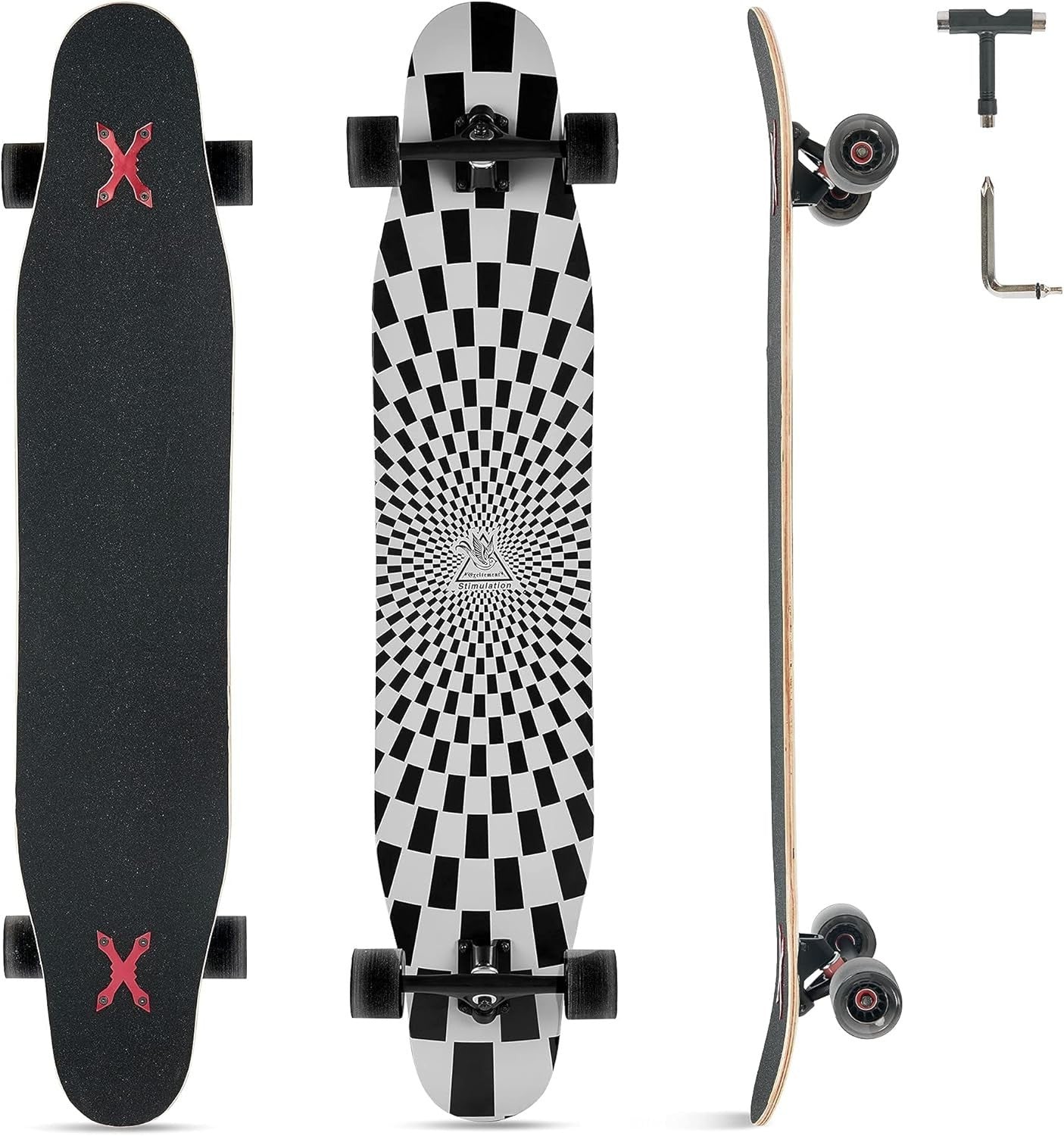 46" Longboard Skateboard Pro Complete 8-Layer Maple Wood Deck Teens & Adults