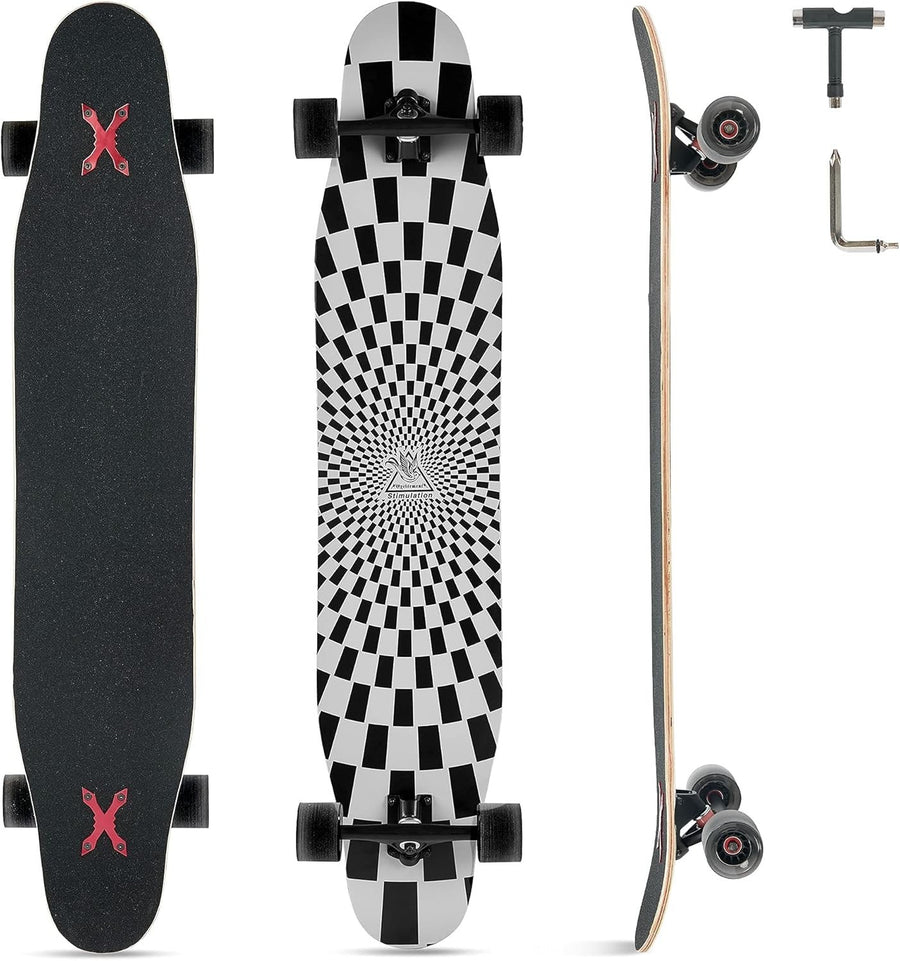 46" Longboard Skateboard Pro Complete 8-Layer Maple Wood Deck Teens & Adults