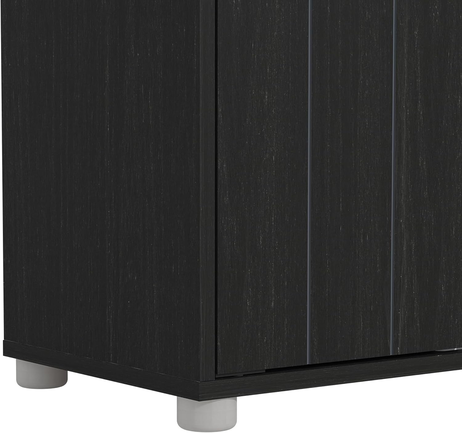 Rustic Shoe Storage Cabinet with Doors, 12-Pair Rack, Black Oak Finish