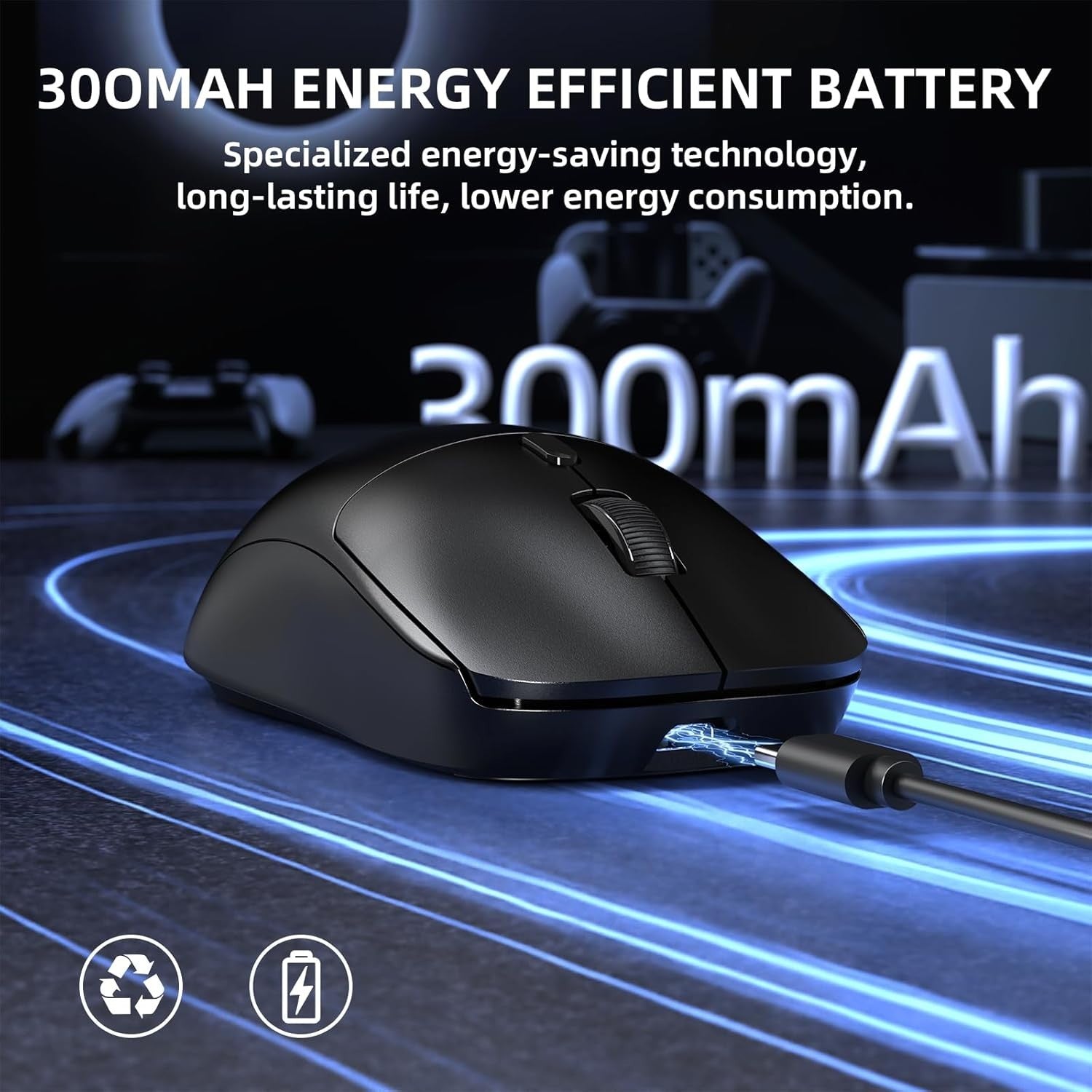 Wireless Gaming Mouse 12800 DPI Superlight 67g BT 2.4G USB-C