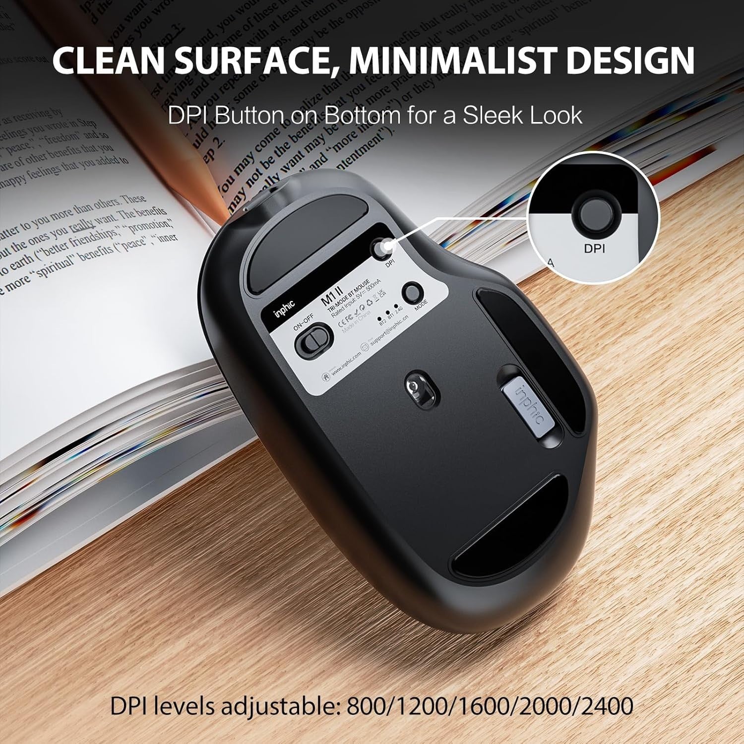 Dual Mode Bluetooth Wireless Mouse Rechargeable Silent 2400 DPI Laptop PC