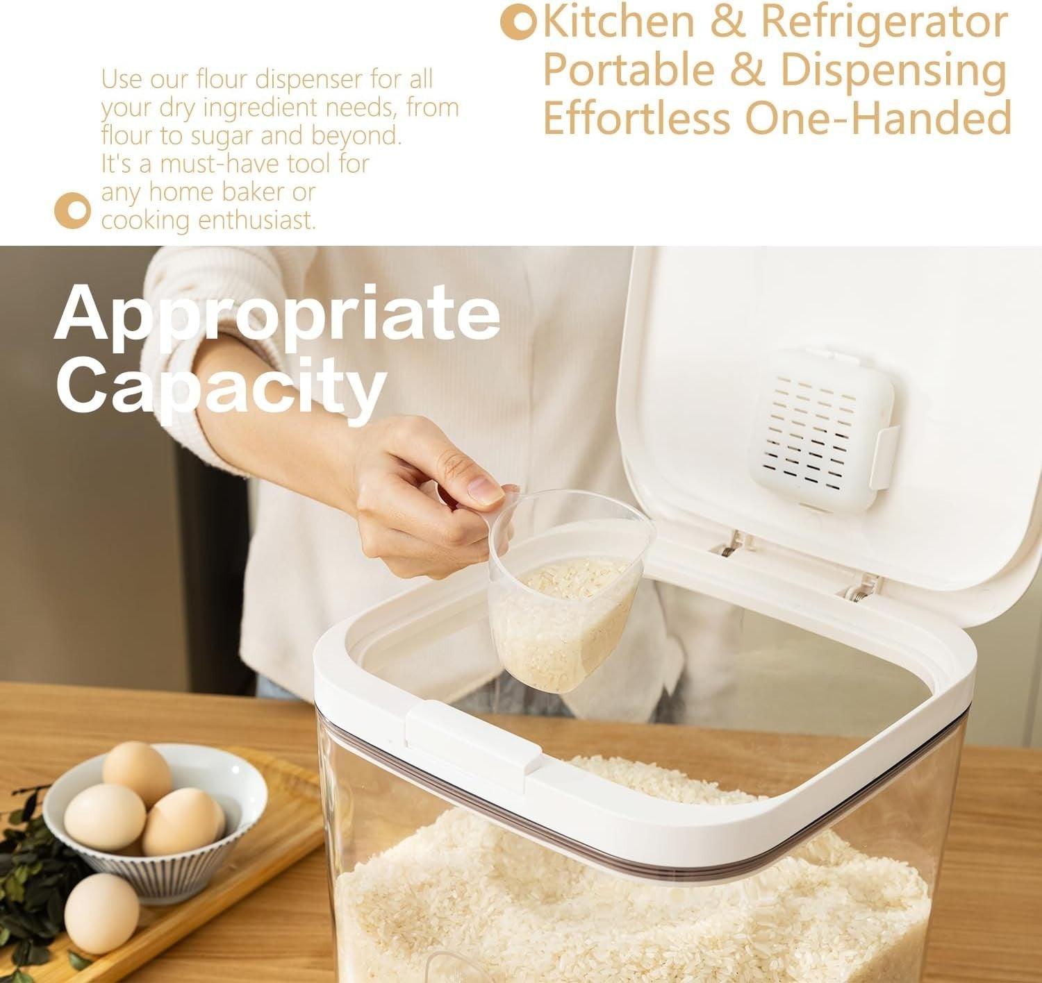 5L Flour Dispenser Airtight 10LBS Rice Cereal Storage