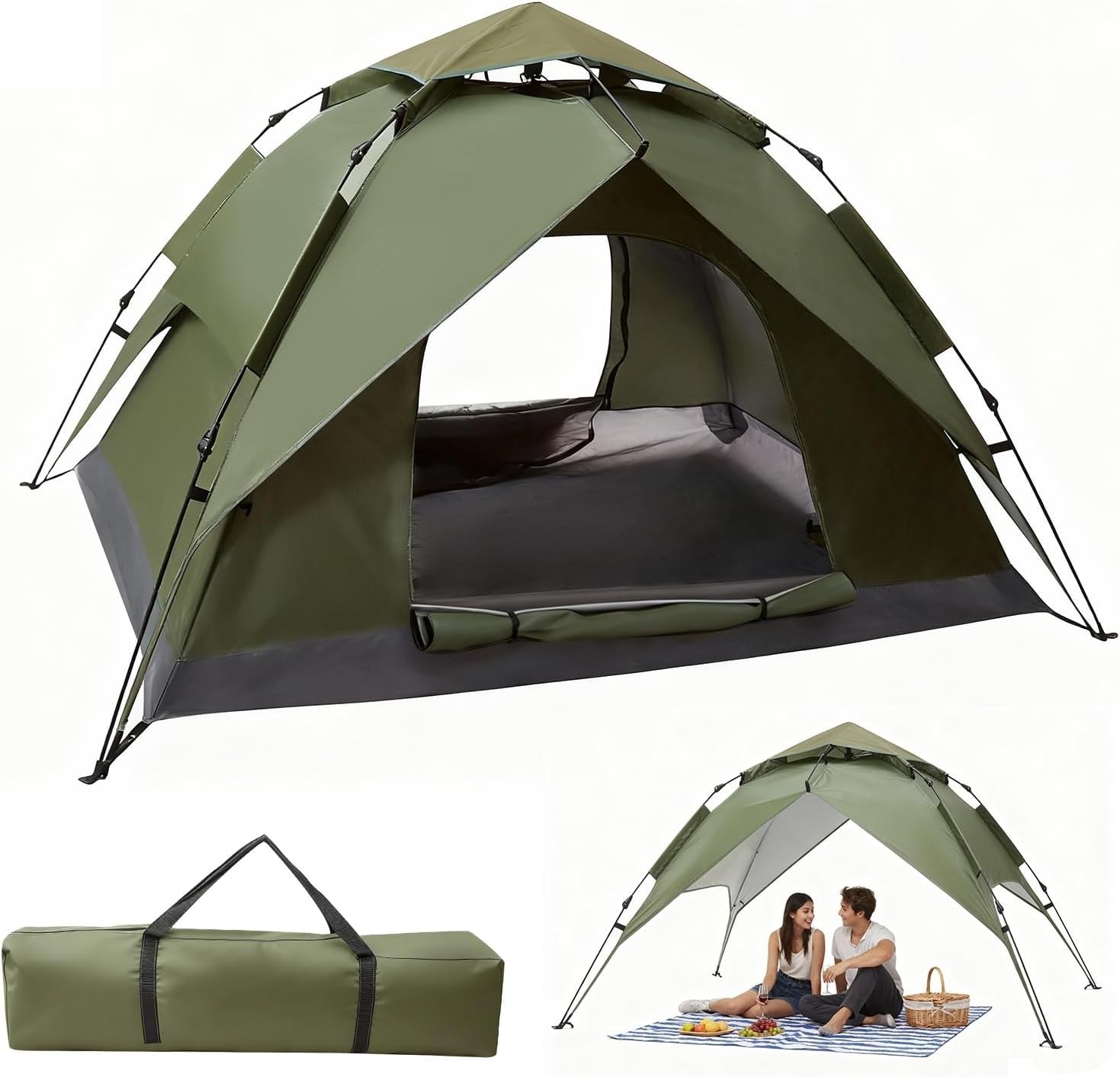 2-3 Man Pop Up Camping Tent Waterproof Double Layer