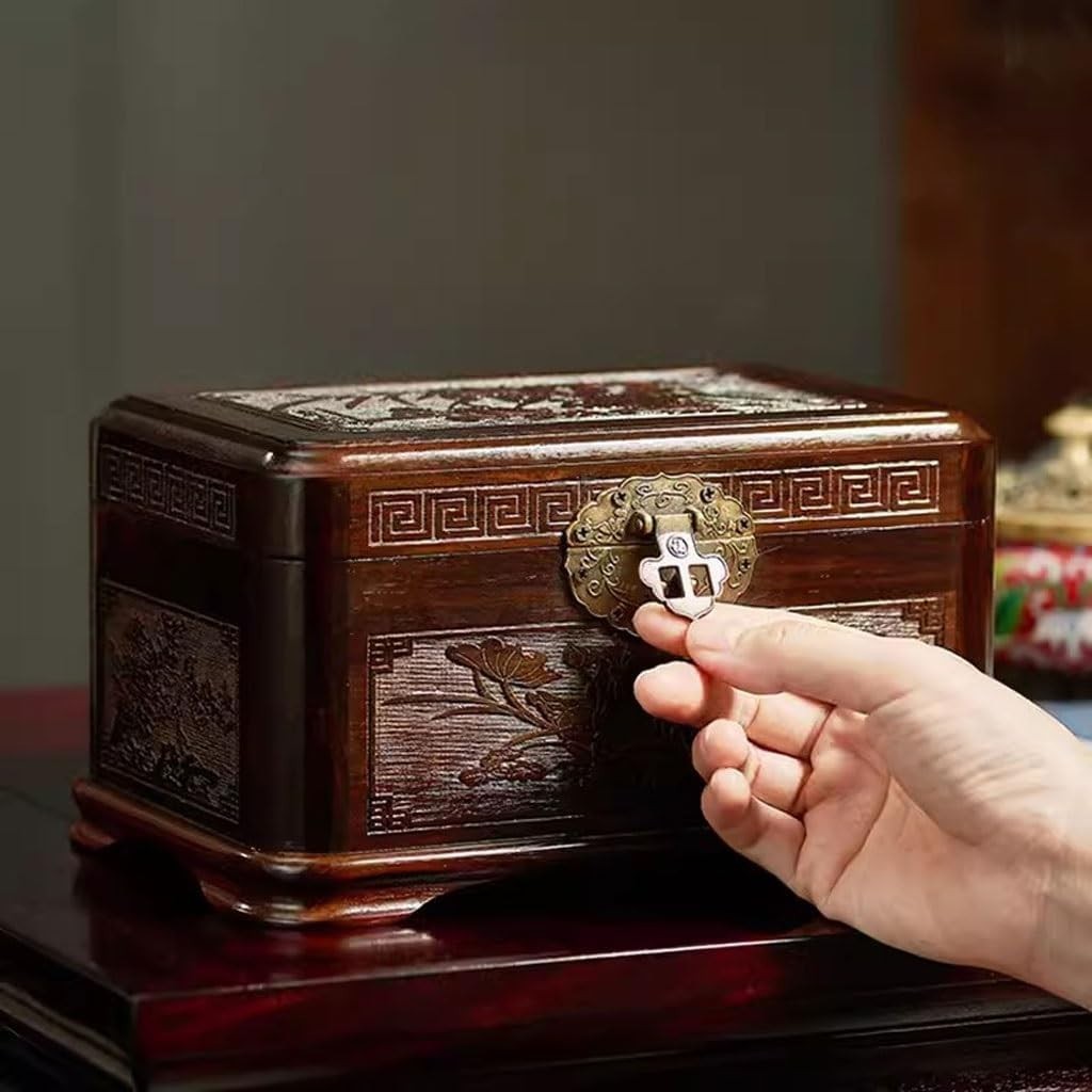 Lockable Solid Wood Jewelry Box Chinese Style Organizer Storage Case