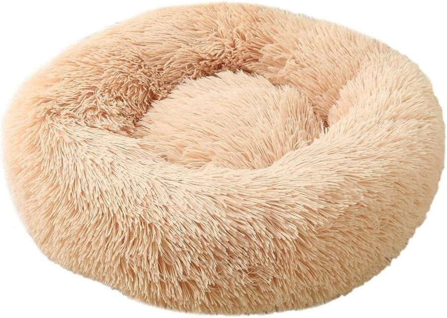 Calming Donut Pet Bed 80cm Faux Fur Dog Cat Bed Anxiety Relief