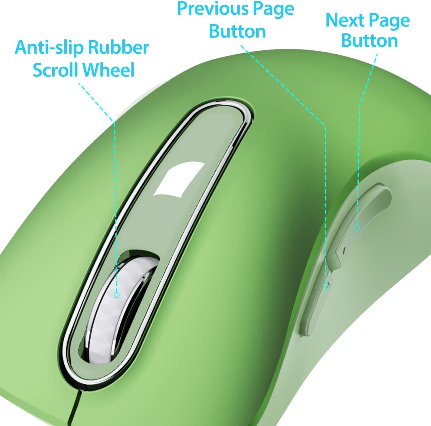 Wireless Mouse 2.4G 1400 DPI Optical USB Ergonomic Laptop PC Green