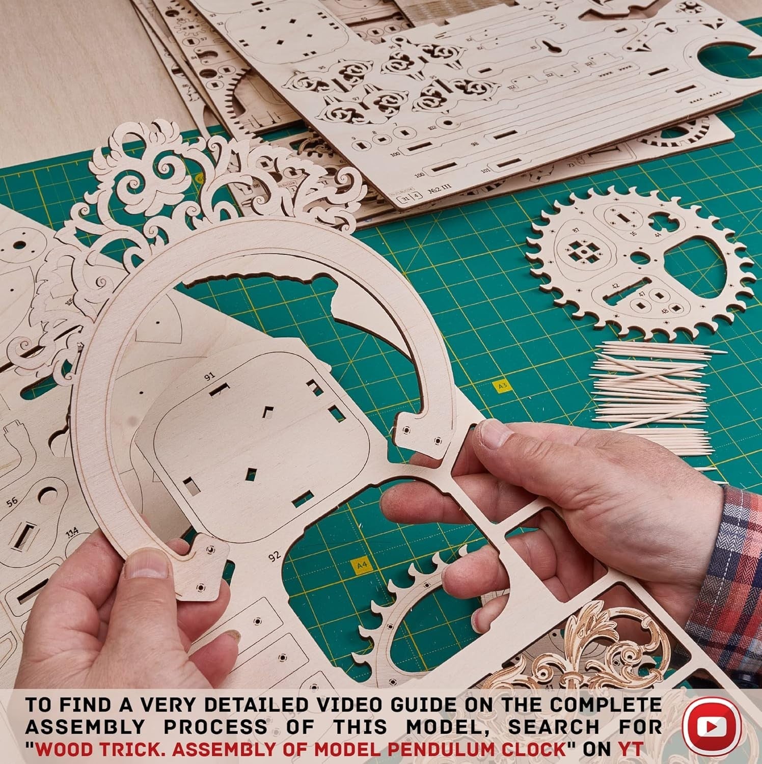 3D Wooden Wall Clock Puzzle Kit | DIY Pendulum Clock | No Battery Model