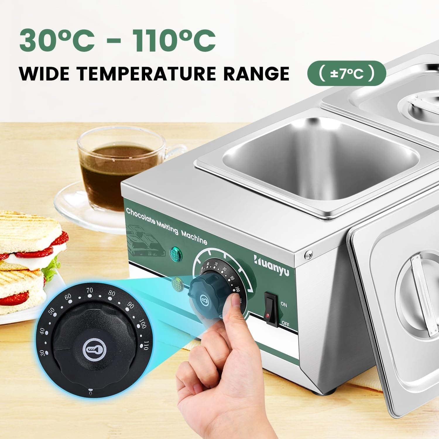600W Commercial Chocolate Tempering Machine 2 Pot 1.6L Melter