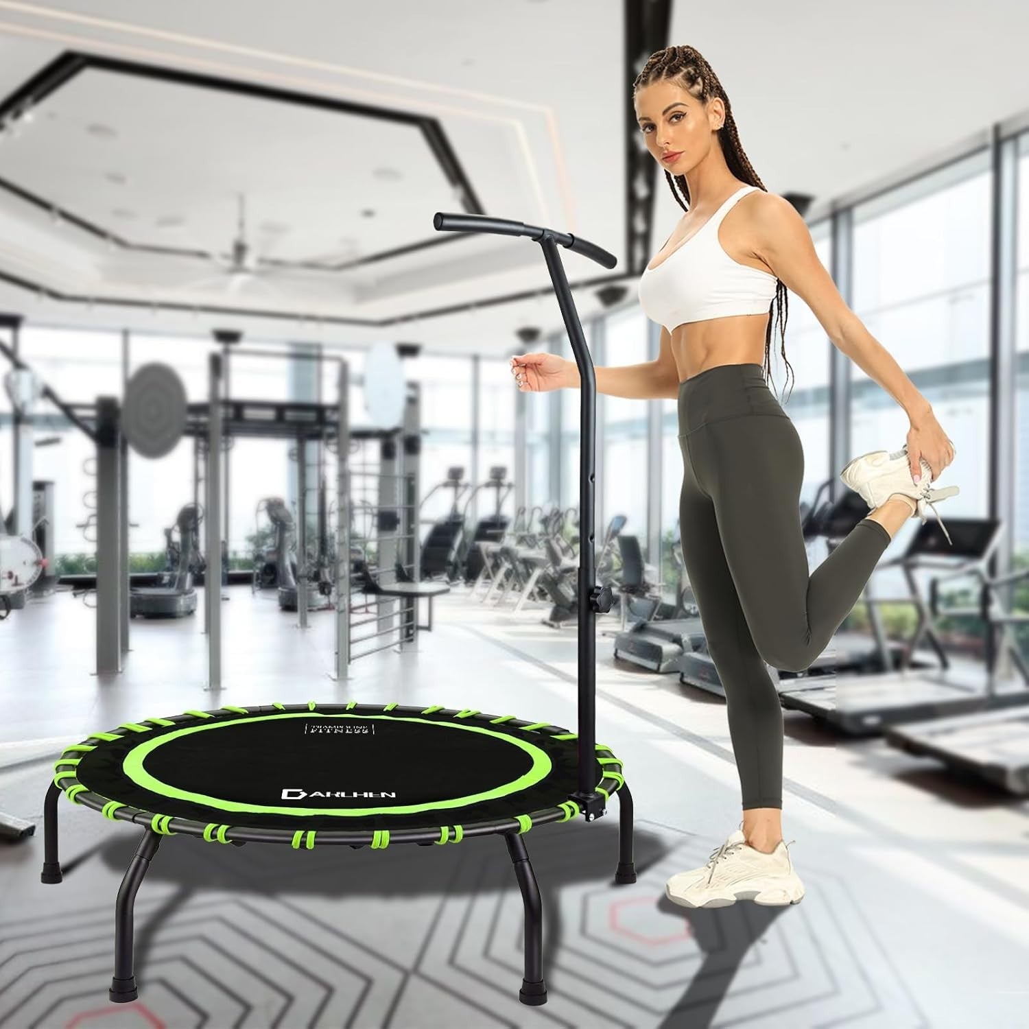 Adult Indoor Exercise Trampoline 150KG Rebounder Quiet Bungee 100cm