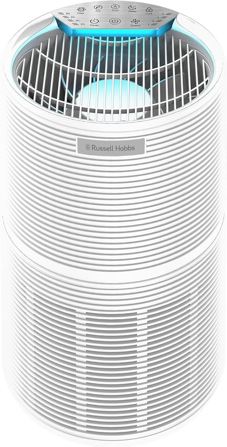 Quiet HEPA Air Purifier for Large Rooms 280m³/h Carbon Filter White