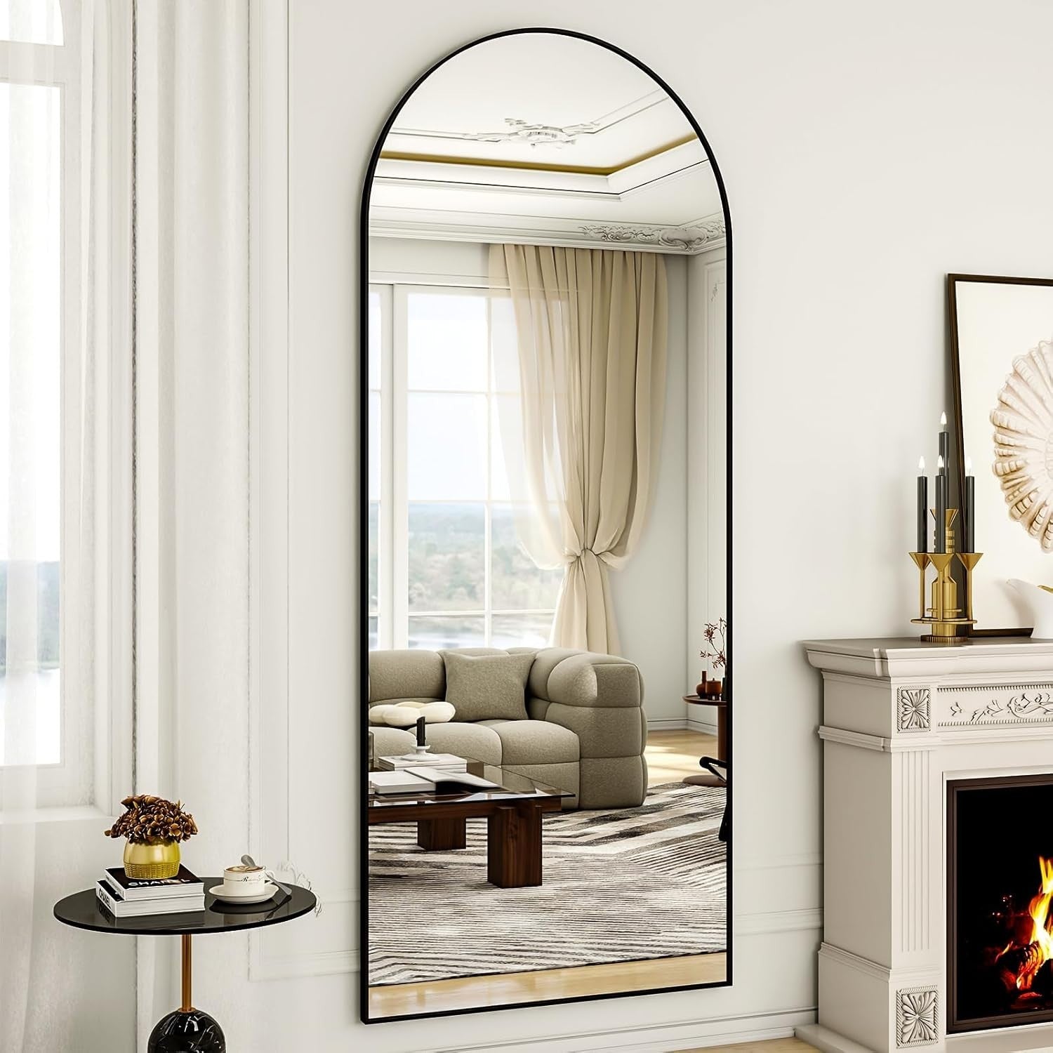 Full-Length Arched Mirror 165x60cm Shatterproof with Aluminum Frame