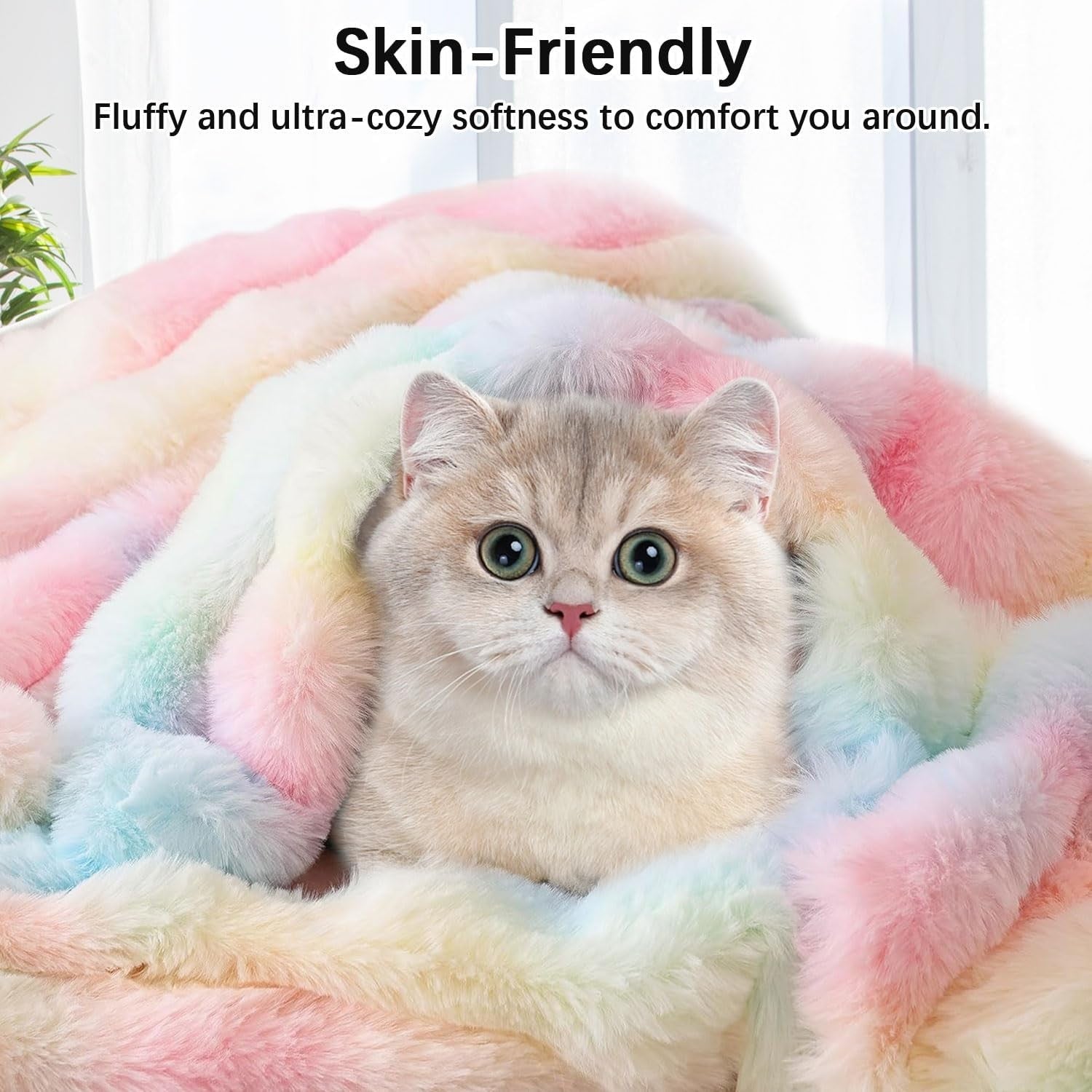 Luxury Plush Fleece Throw Blanket Thick Warm Sofa Bed Rainbow 100x160cm