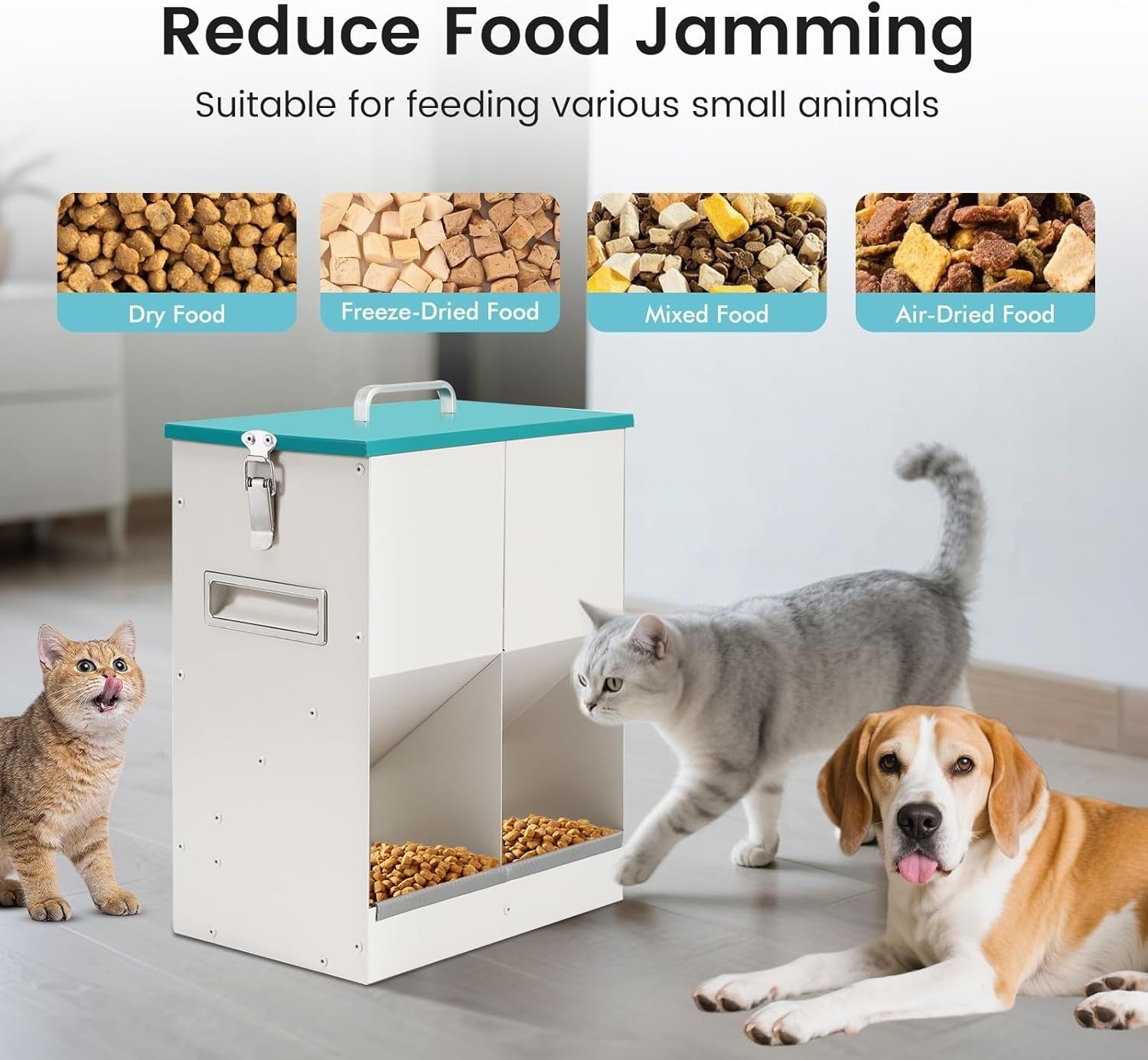10L Dual Gravity Pet Feeder for 2 Cats Dogs Metal Food Dispenser
