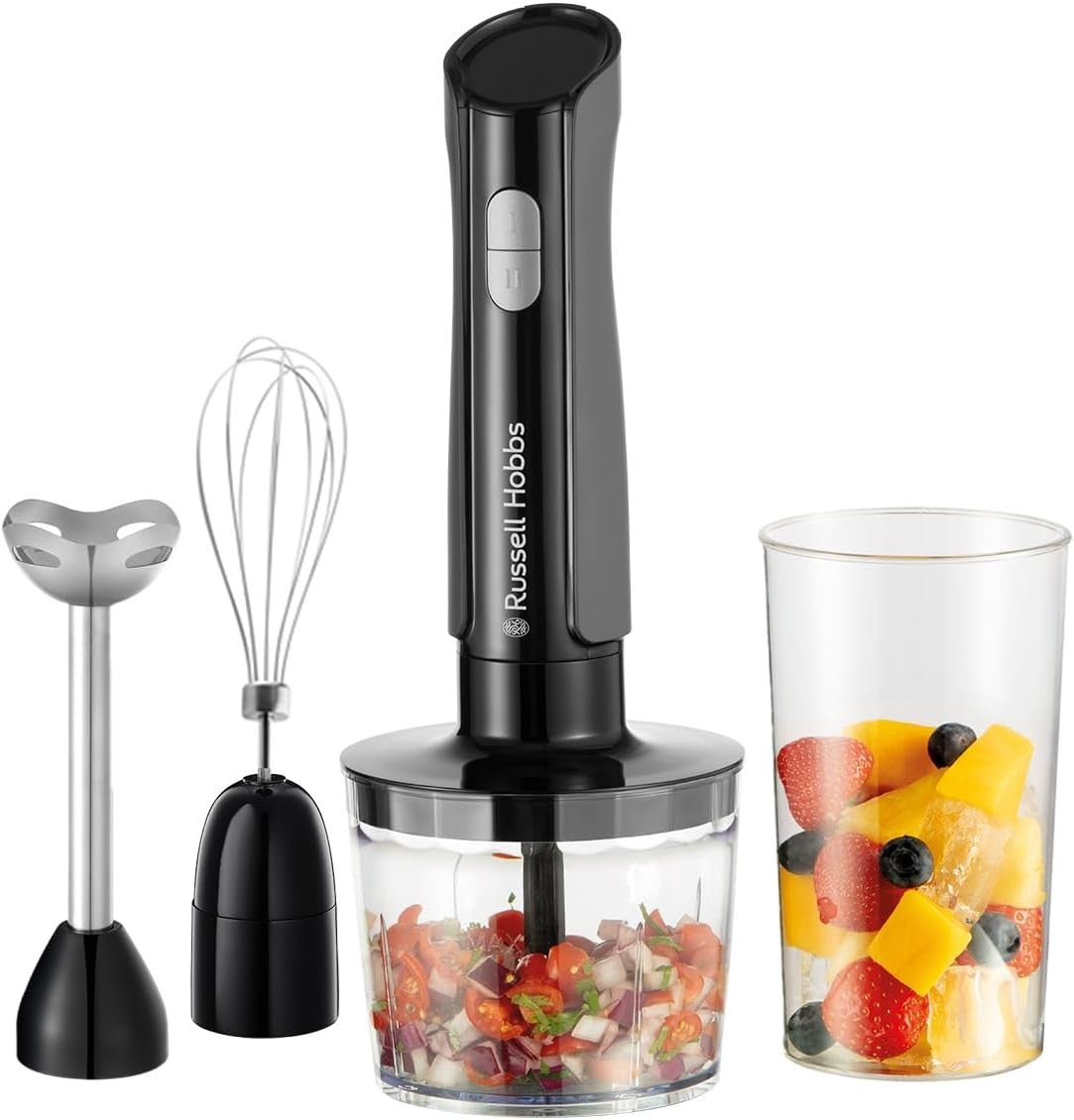3-in-1 Hand Blender Food Processor Chopper Whisk 500W BPA-Free 600ml