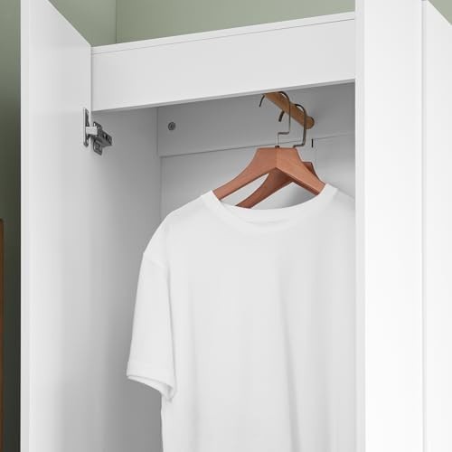Slim White Wardrobe with Hanging Rail & Adjustable Shelves – Bedroom Storage