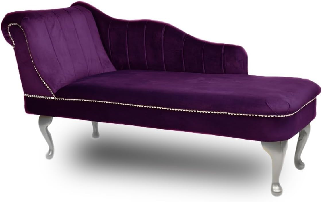 Velvet Chaise Lounge Left Hand Tufted Accent Sofa Amethyst Chair Bedroom 133cm