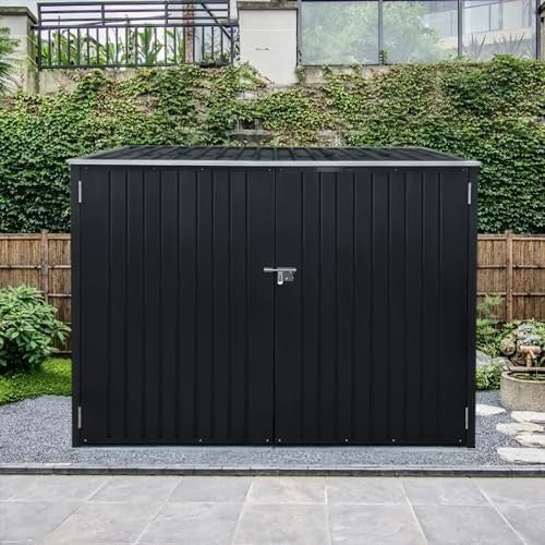 6.6x6.43FT Black Metal Garden Shed Lockable Tool & Bike Storage