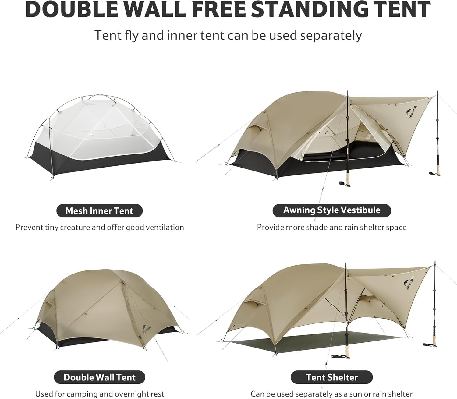 Ultralight 2 Man Camping Tent 3000mm Waterproof Hiking