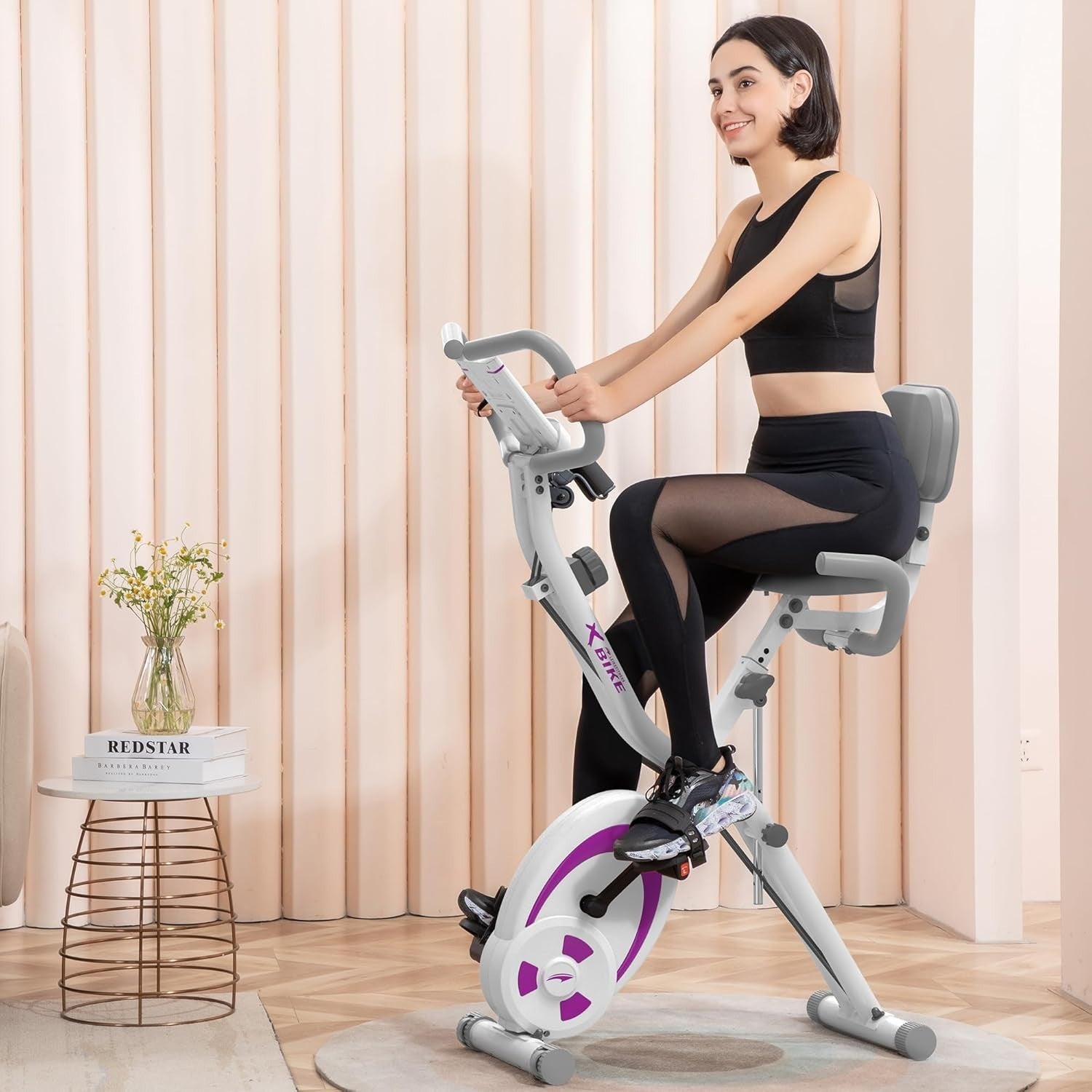 Folding 3-in-1 Exercise Bike Upright/Recumbent w/ Resistance Bands & LCD