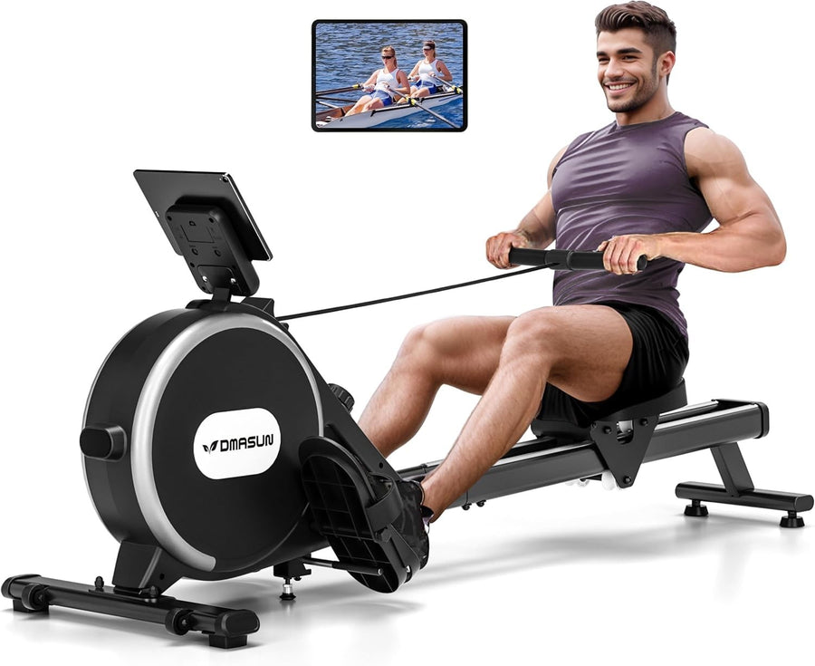 Magnetic Rowing Machine 16-Level Quiet Dual Rail Bluetooth Foldable Home Rower