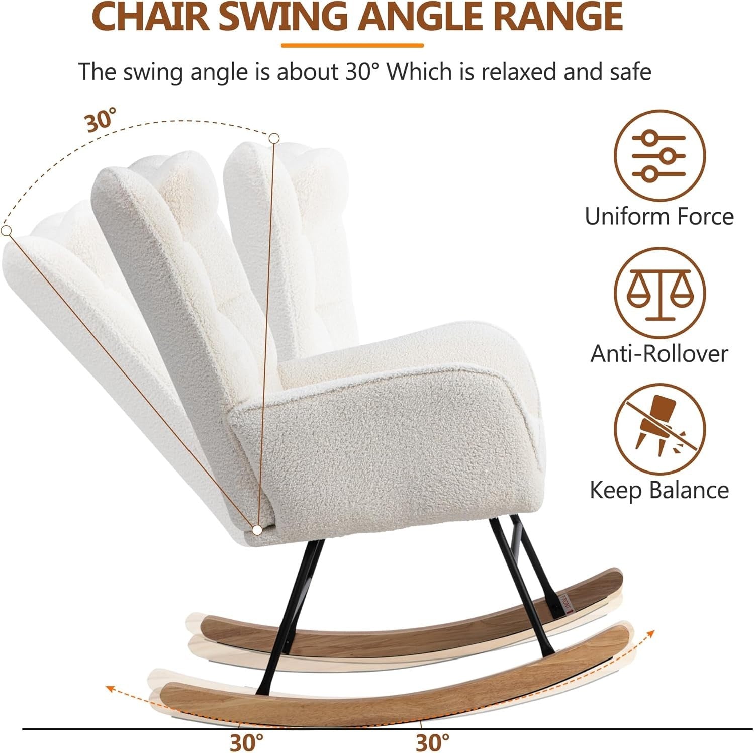 Tufted Rocking Chair with Footstool – High Back, Soft Linen, Solid Wood Legs