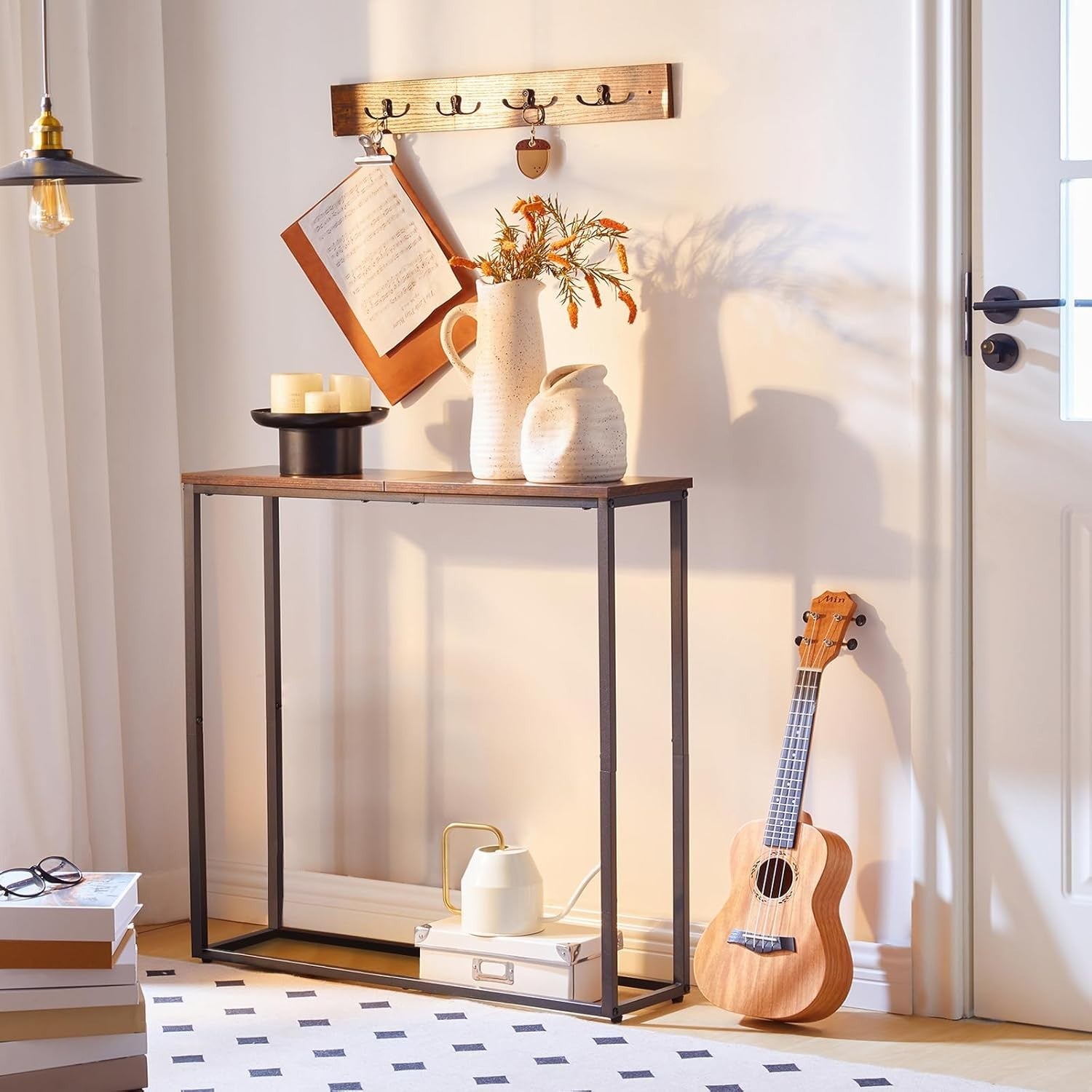 Slim Narrow Console Table with Adjustable Feet for Small Spaces