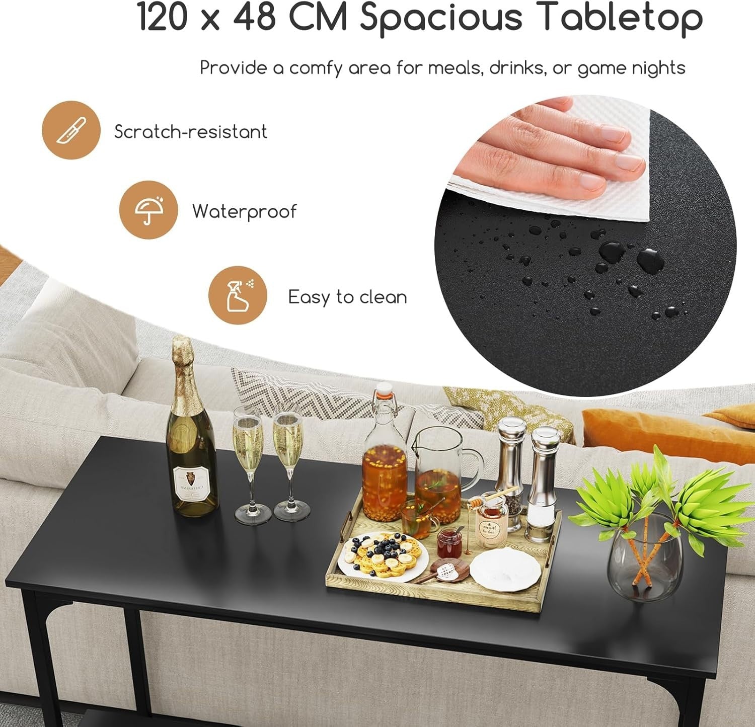 3-Piece Black Bar Table Set with 2 Stools, Metal Frame Space Saving Dining Set
