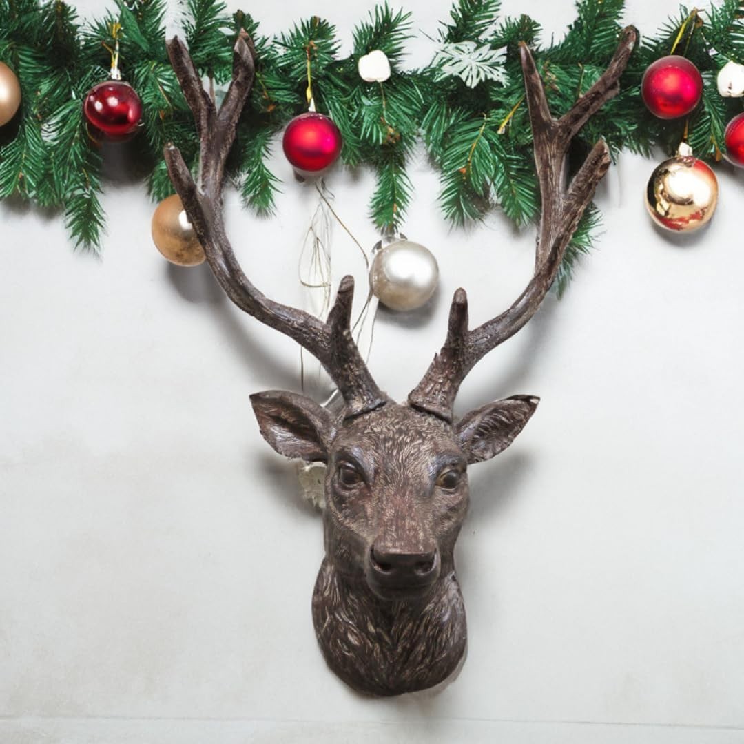 Large Wall Mounted Stag Head Sculpture 47cm Resin Deer Ornament Rustic