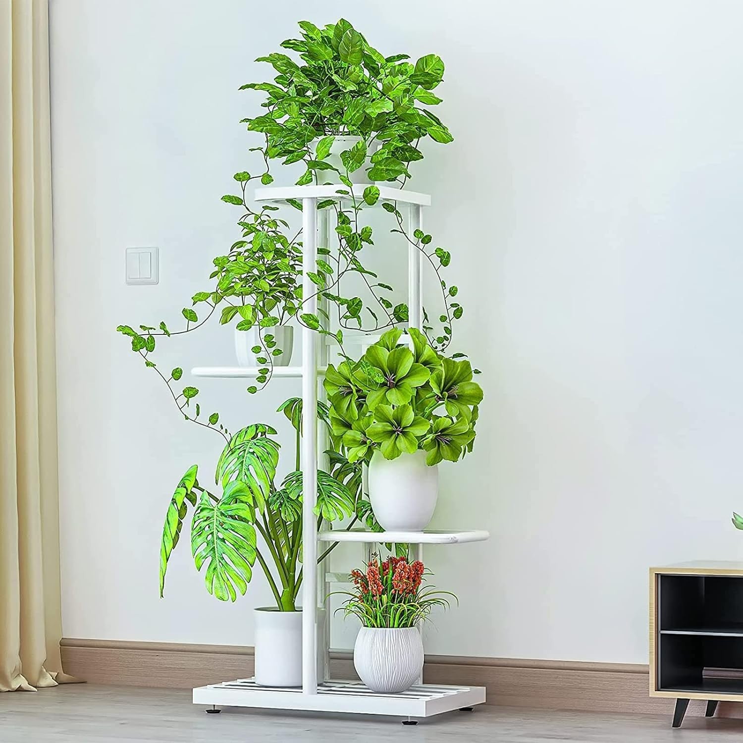4 Tier White Metal Plant Stand Indoor Outdoor Flower Pot Display Rack