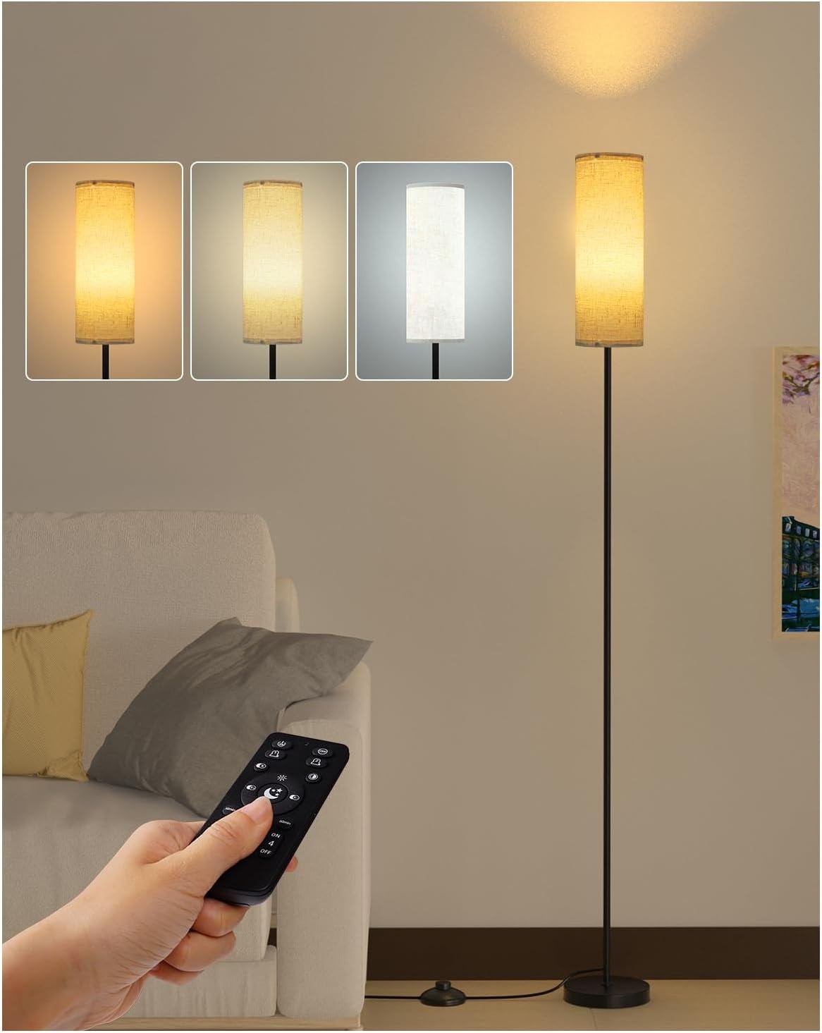 LED Floor Lamp Remote Control Dimmable Standing Light 3000–6000K 64 Inch