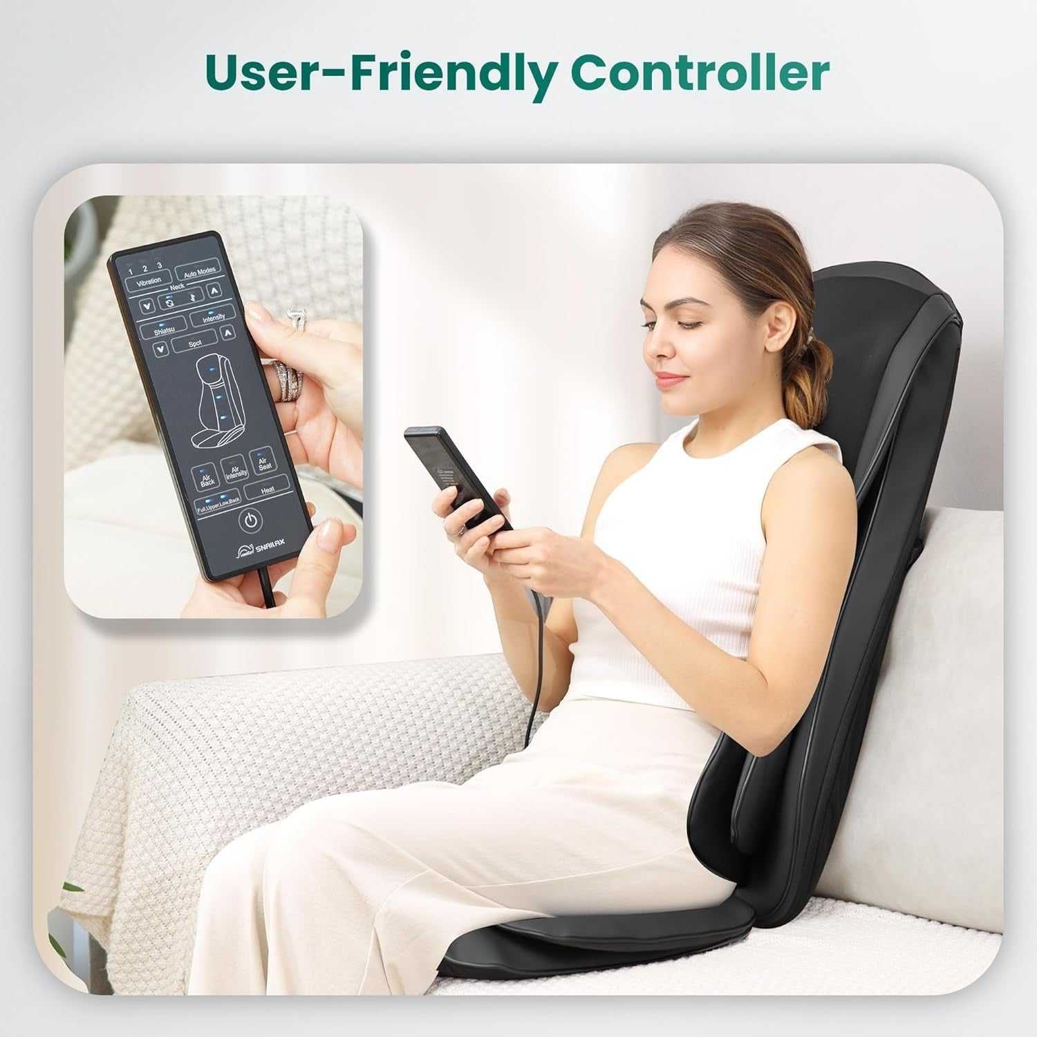 4D Heated Shiatsu Massage Chair Pad with Vibration for Back & Neck