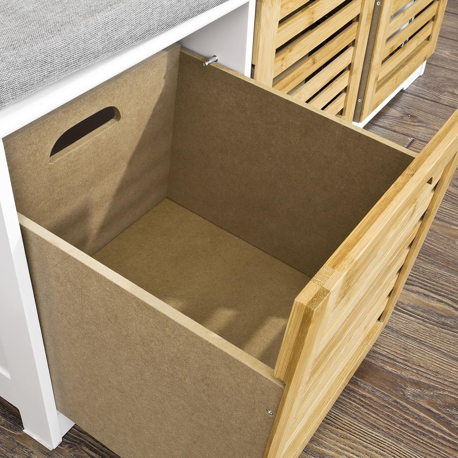 Wooden Shoe Storage Bench with 3 Drawers & Cushion, 120kg Load, Entryway