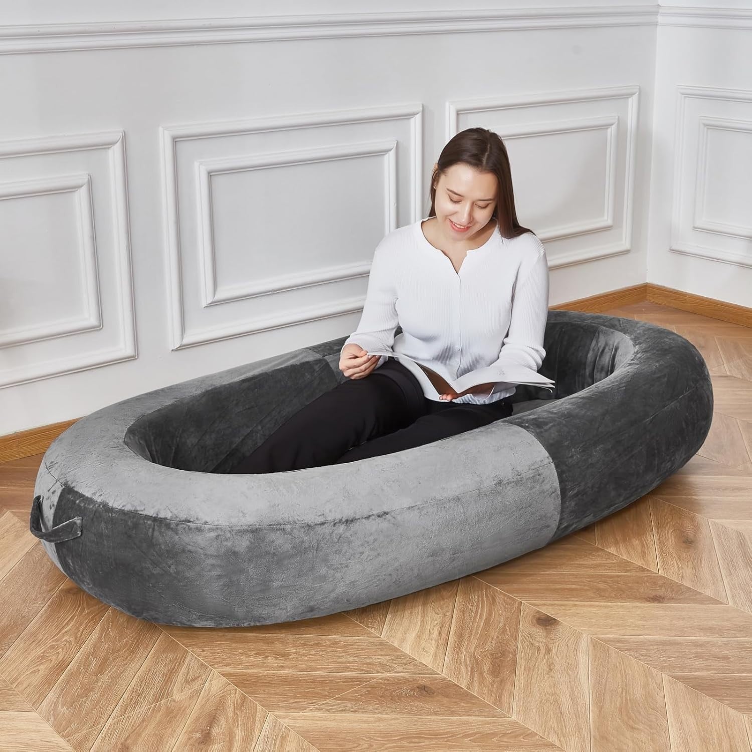 Inflatable Adult Human Pet Bed – Fluffy Velvet Orthopaedic Comfort