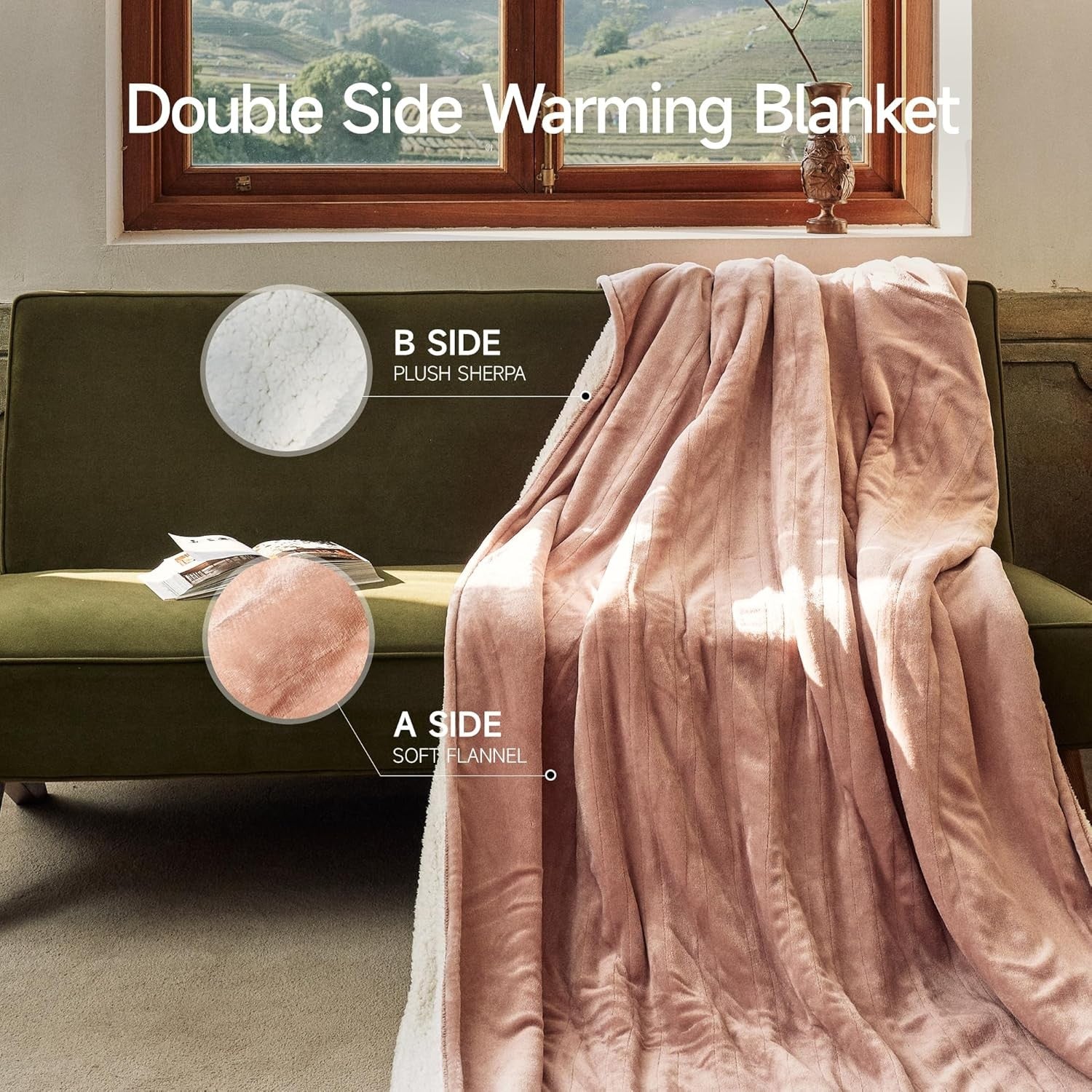 Electric Heated Blanket Double Extra Large 200x150cm Plush 9 Auto Off