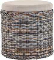 Round Rattan Laundry Basket Seat with Lid 47×47×50cm Multicolor Storage Chest