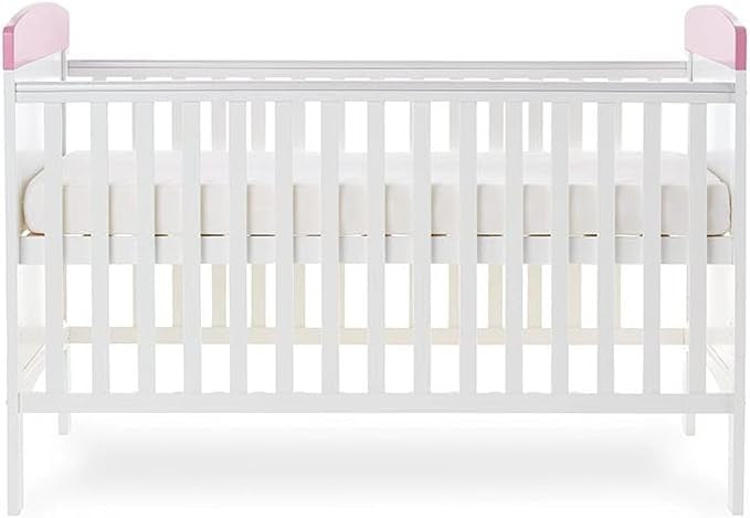 Convertible Cot Bed with Adjustable Height Toddler Bed 140x70cm White Pink
