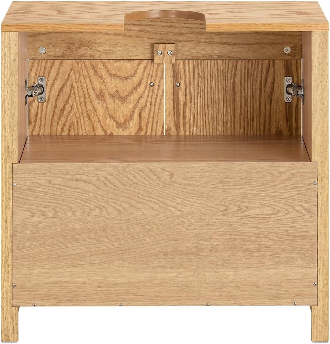 Natural Oak Bathroom Vanity Cabinet 60cm Under Sink Storage Unit with Double