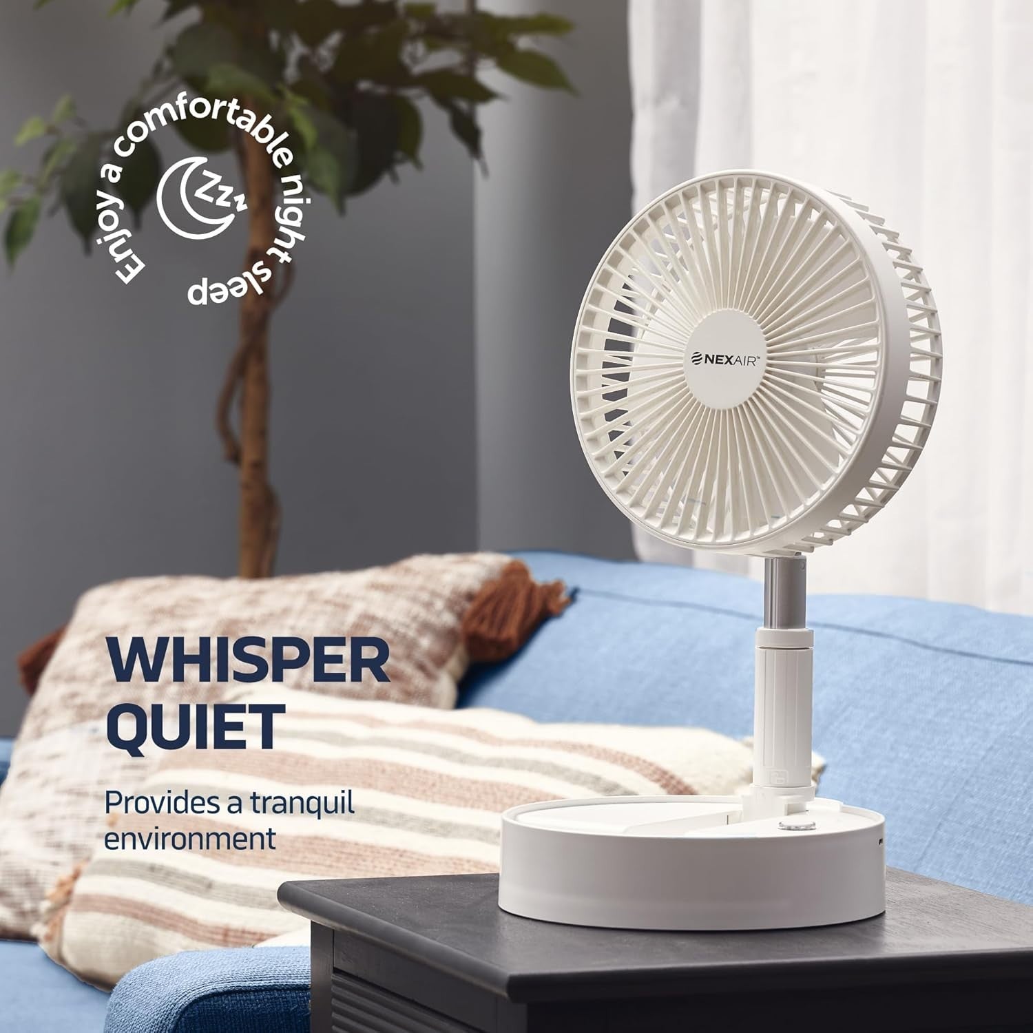8" Foldable Fan – 10000mAh Rechargeable Portable Quiet 4 Speed Remote Control