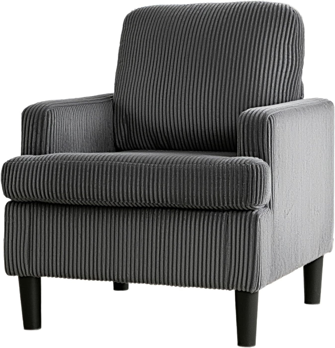 Oversized Grey Corduroy Tub Armchair Cozy Accent Chair for Living Room