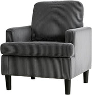 Oversized Grey Corduroy Tub Armchair Cozy Accent Chair for Living Room