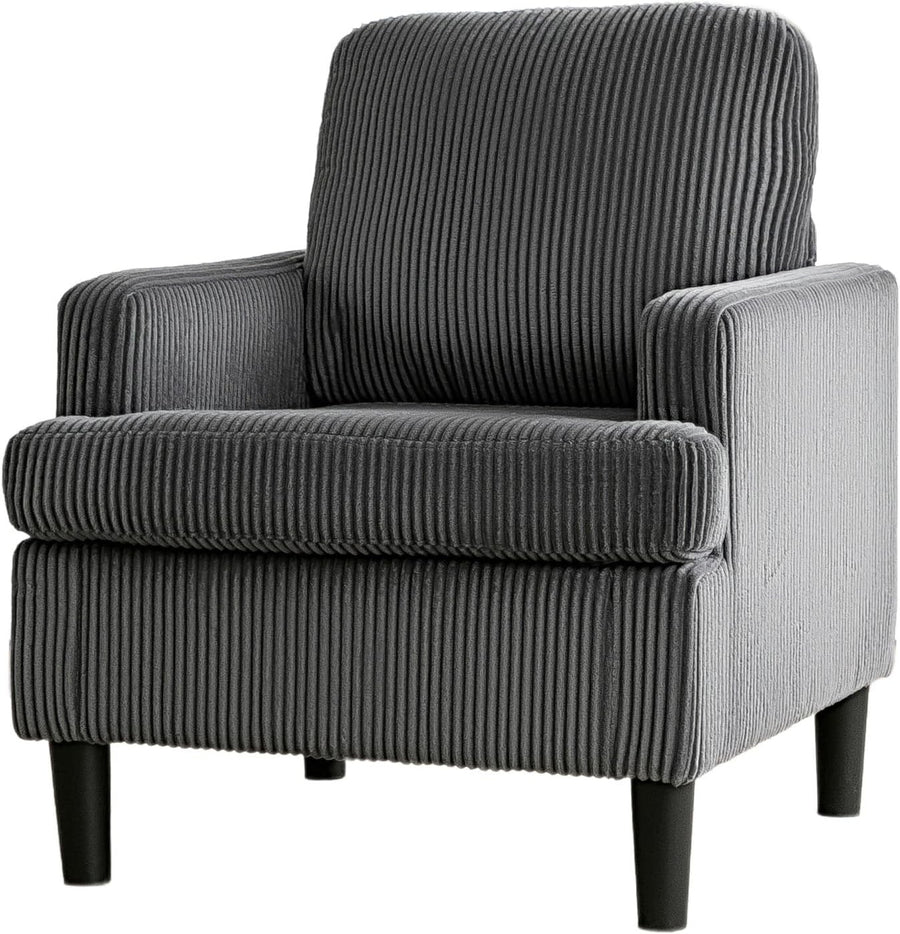 Oversized Grey Corduroy Tub Armchair Cozy Accent Chair for Living Room