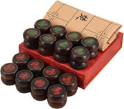 Black Rosewood Xiangqi Chinese Chess Set Leather Travel Board
