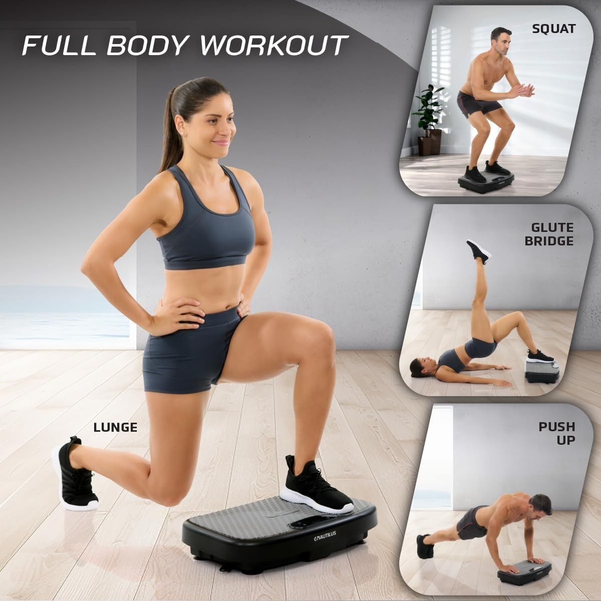 Compact Vibration Plate Fitness Platform 120 Speeds Bluetooth Home