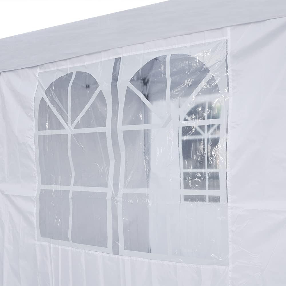 2x2m White Pop-Up Gazebo Marquee Tent with 4 Polyester Sidewalls Garden Party