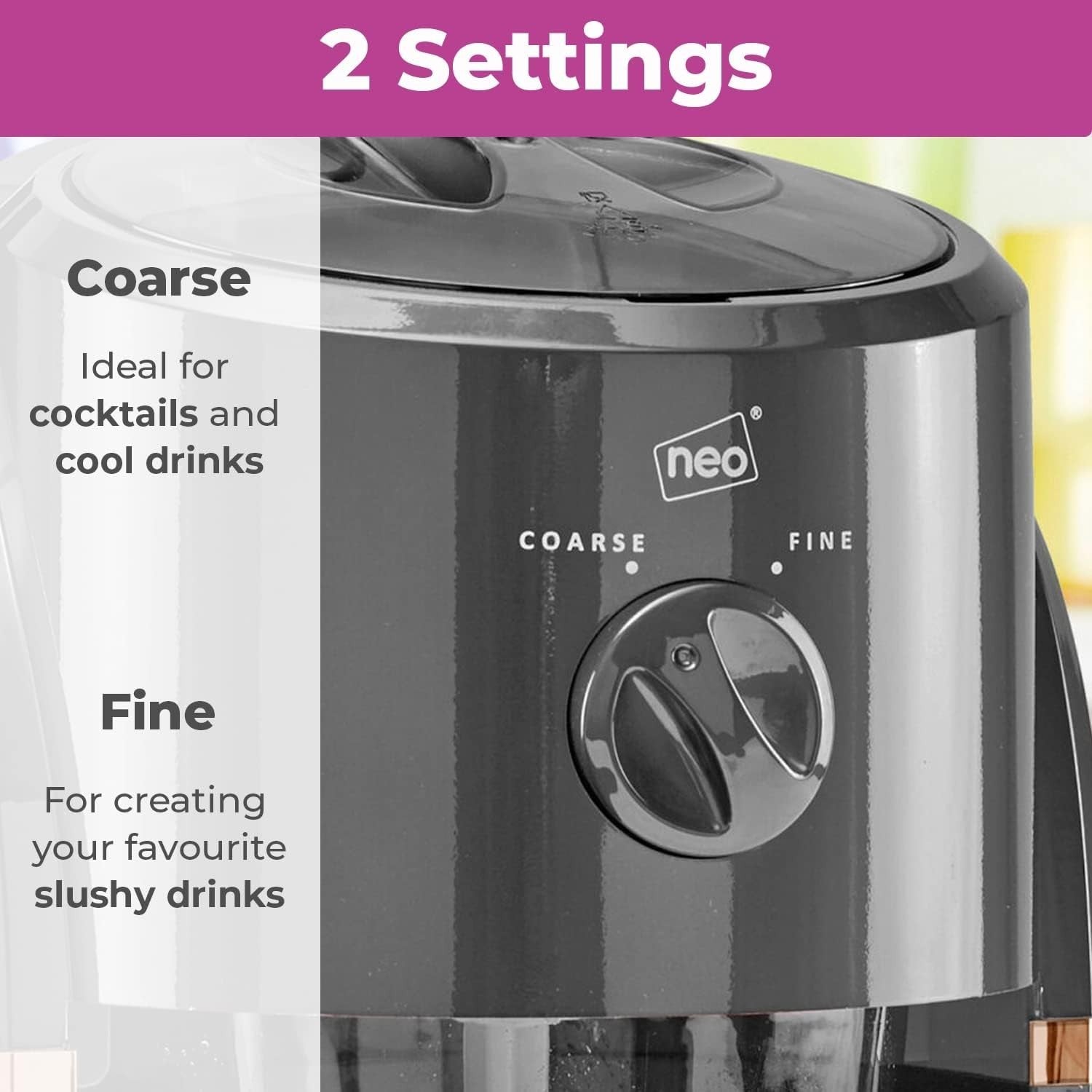 Electric Ice Crusher Slush Machine 1L Jug Fine & Coarse Ice