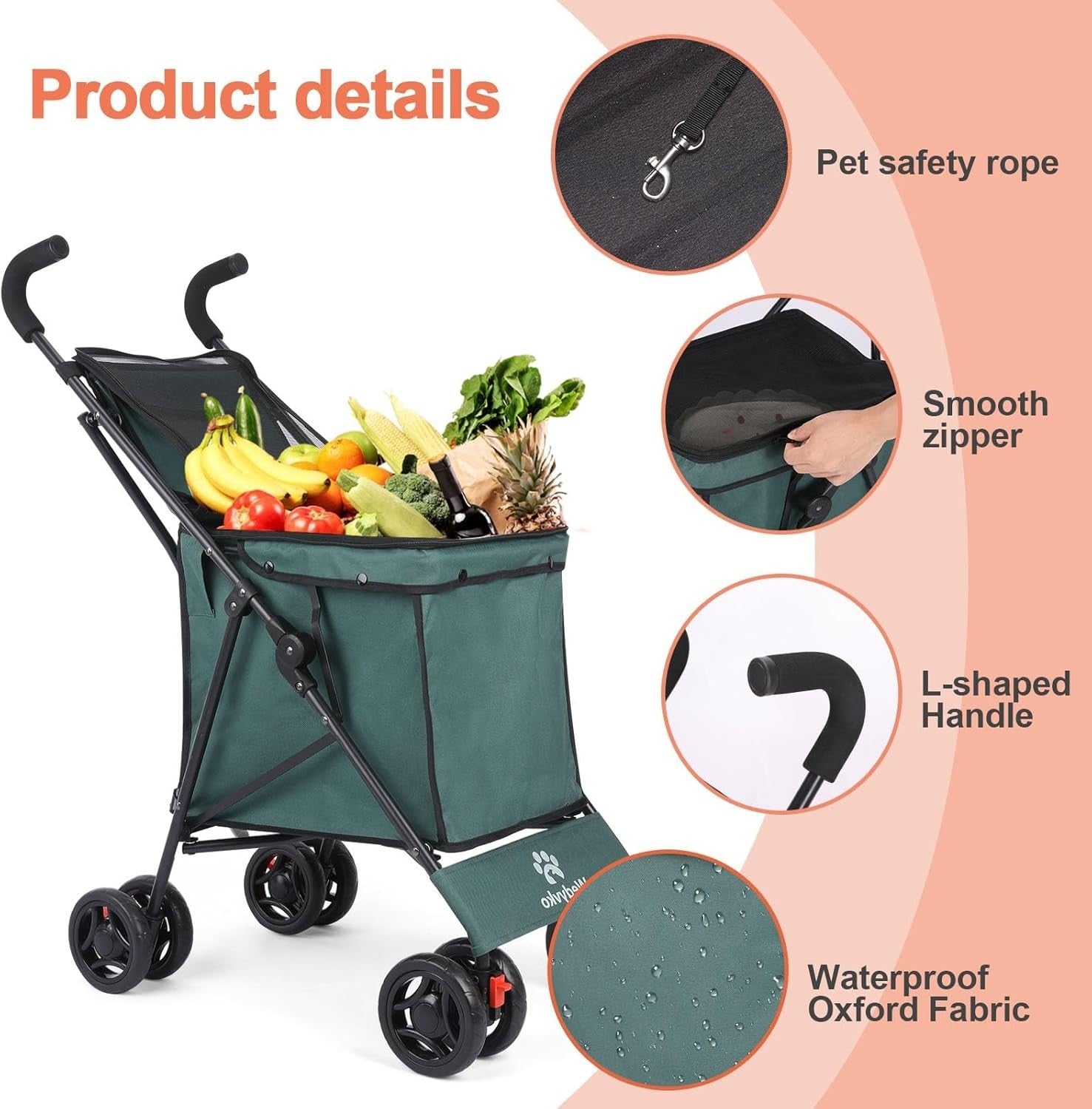 Heavy Duty Folding Wagon Cart Outdoor Garden Trolley Large Capacity All Terrain
