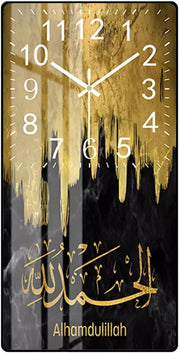 Modern Islamic Calligraphy Wall Clock Acrylic Art 50cm Luxury Gold Black Decor