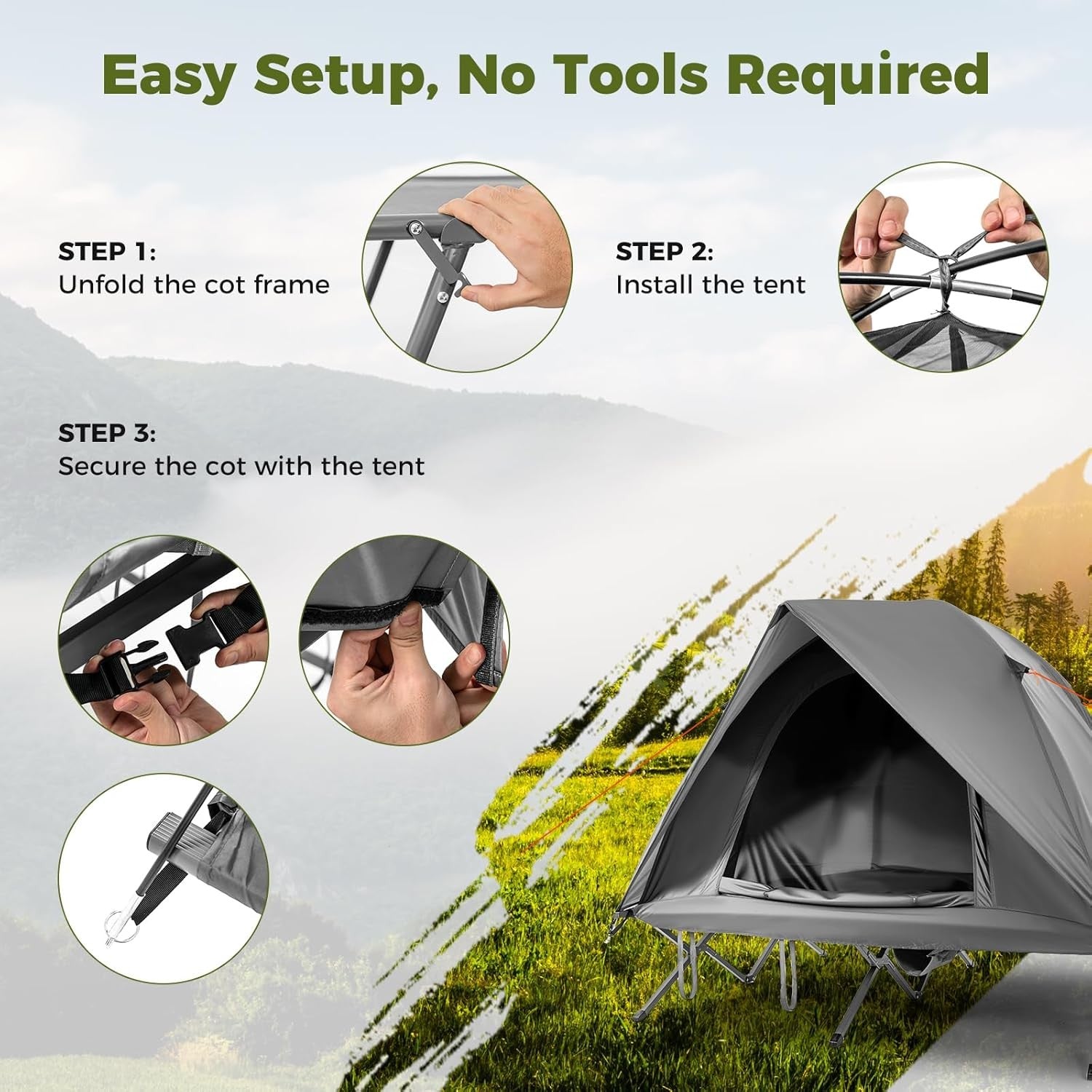 2 Person Elevated Camping Tent Cot Waterproof Foldable