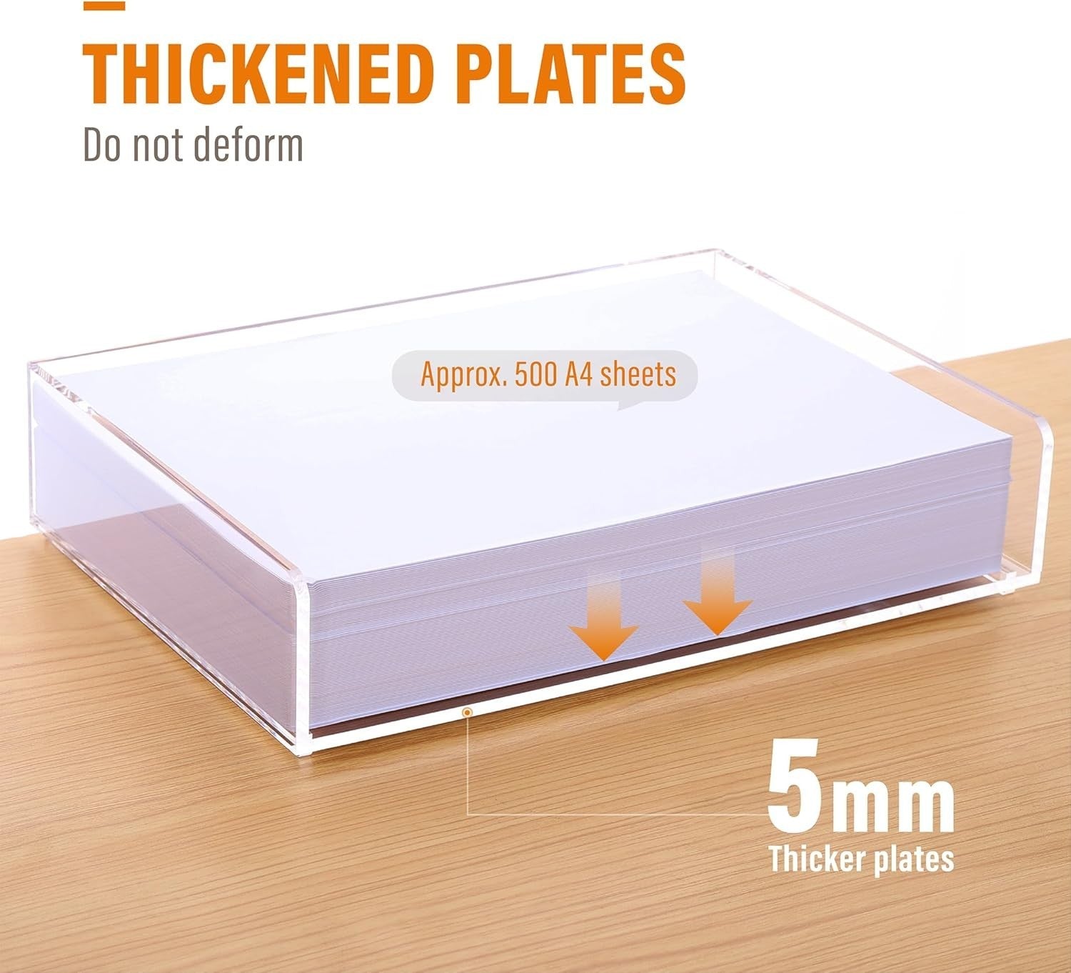 2 Pack Clear Acrylic A4 Letter Tray Stackable Desk File Organizer